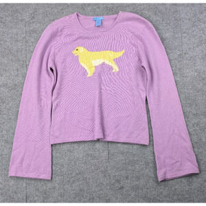 Ollie Five Five Cashmere Sweater Womens Small Novelty Dog Golden Lab Y2K Retro